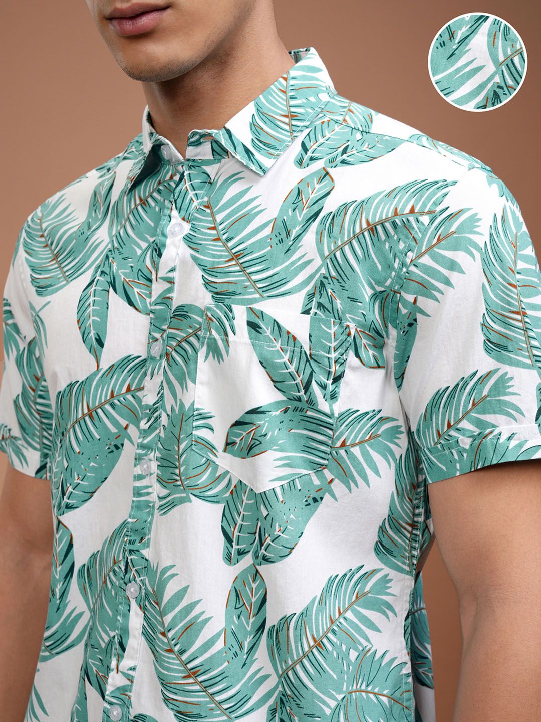 HIGHLANDER Men Green Slim Fit Tropical Printed Casual Shirt
