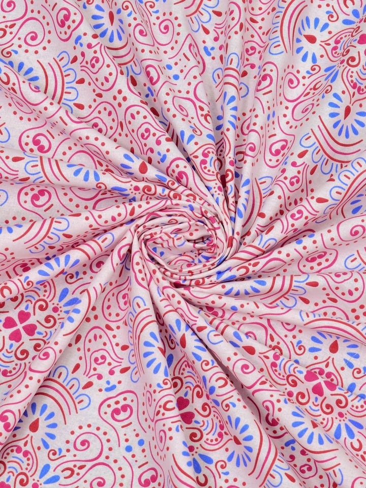 BOMBAY DYEING Epigram Pink Printed Pure Cotton 120 TC Queen Bedsheet Set 2.24 m X 2.54 m