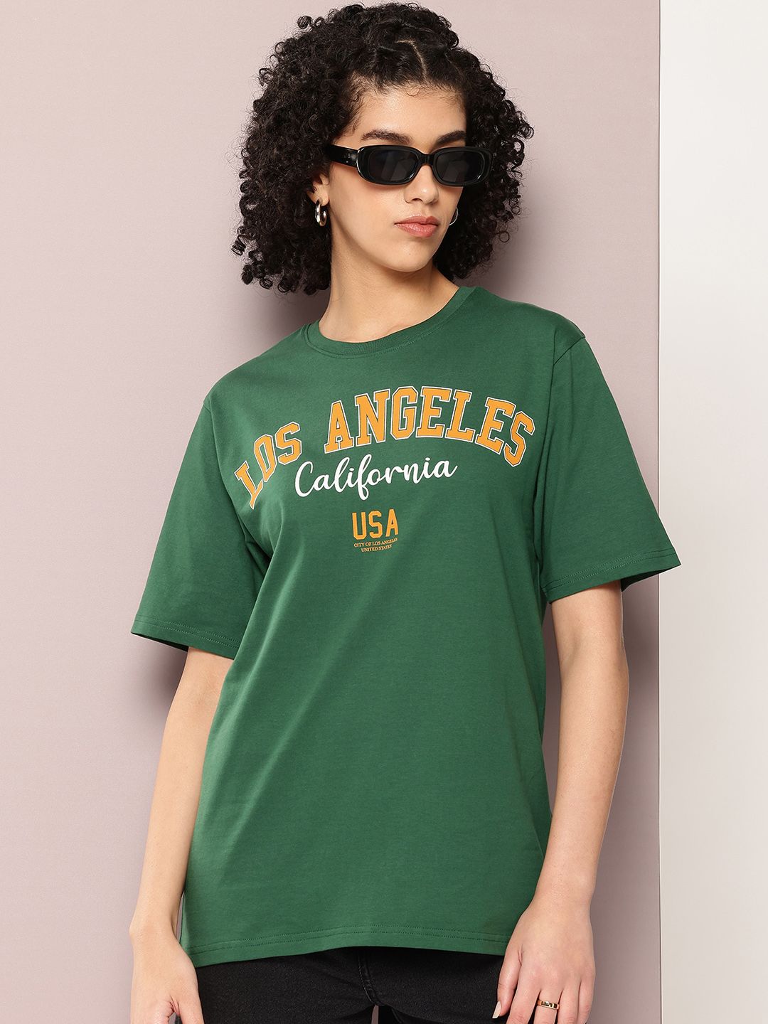 DILLINGER Women Typography Printed Pure Cotton Oversized T-shirt