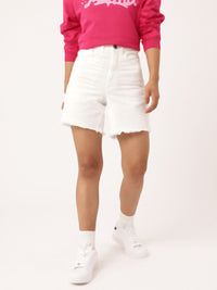DressBerry Women City Cool Frayed Denim Shorts