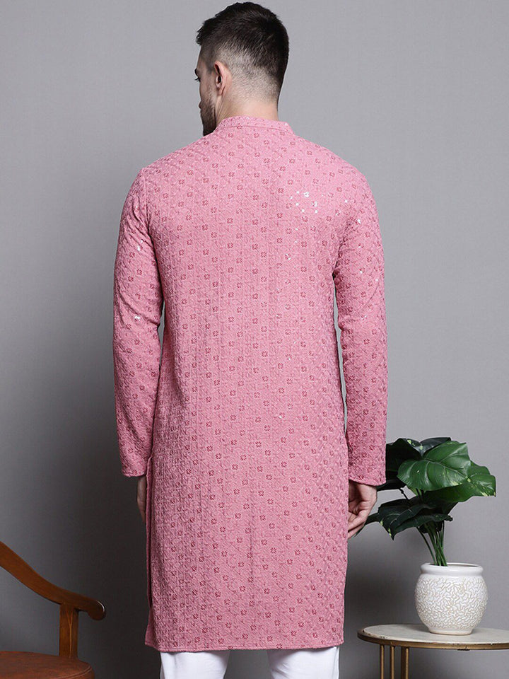 Jompers Floral Embroidered Thread Work Sequinned Pure Cotton Kurta