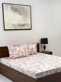 BOMBAY DYEING Brown Floral Cotton 140 TC Double Queen Bedsheet Set-2.28 m X 2.54 m