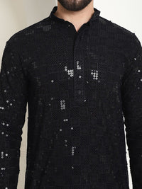 SOJANYA Kurta Kapas Tulen Bersulam Labuci dengan Churidar