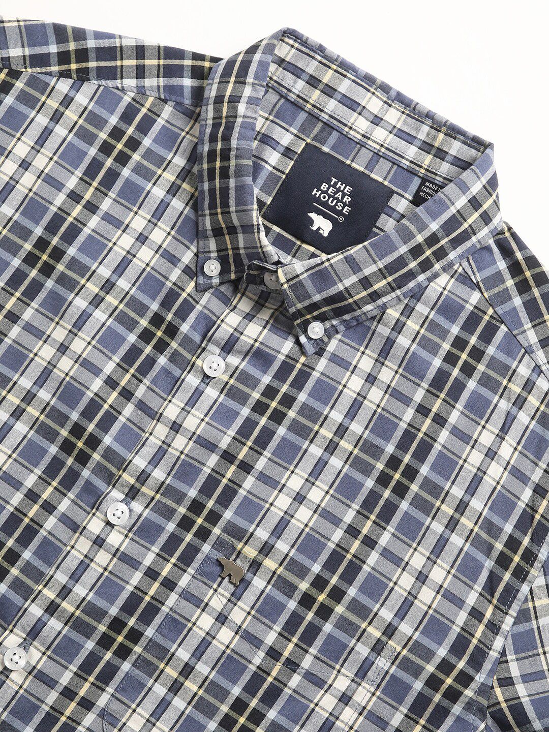 THE BEAR HOUSE Slim Fit Checked Pure Cotton Casual Shirt