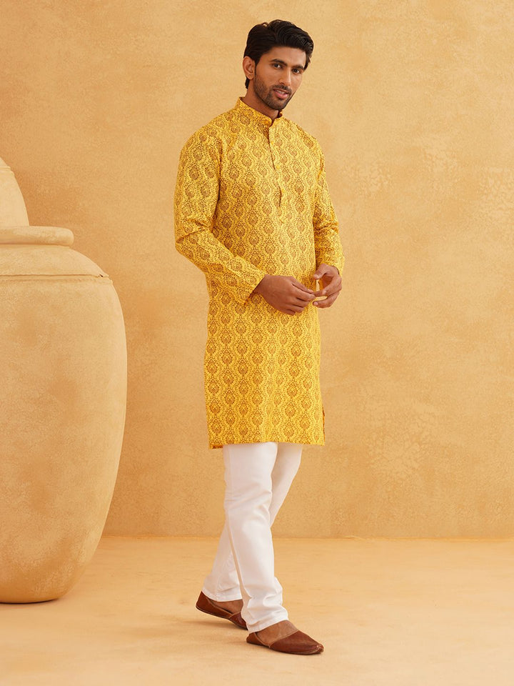 SOJANYA Kurta Kolar Bercetak Motif Etnik Mandarin Dengan Pijama