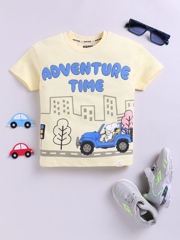 Happy Faces Boys Snoopy Printed Pure Cotton T-shirt