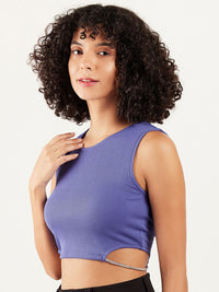Athena Round Neck Cut-Out Detailed Fitted Crop Top