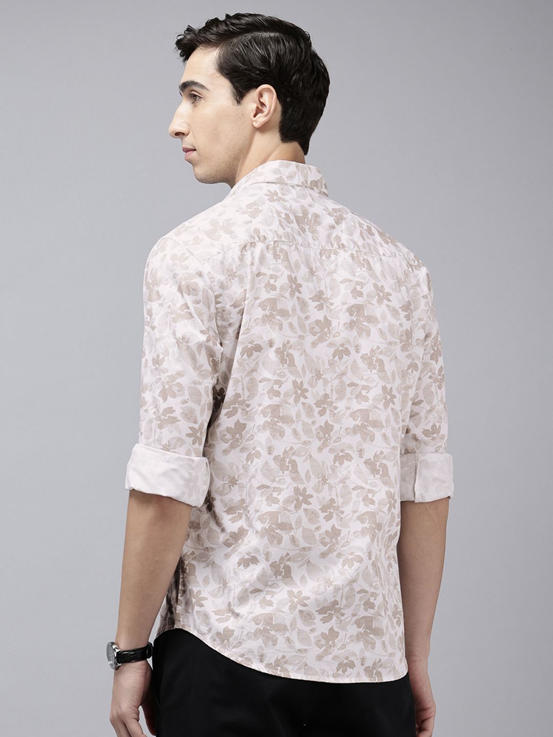 Park Avenue Pure Cotton Slim Fit Floral Printed Casual Shirt