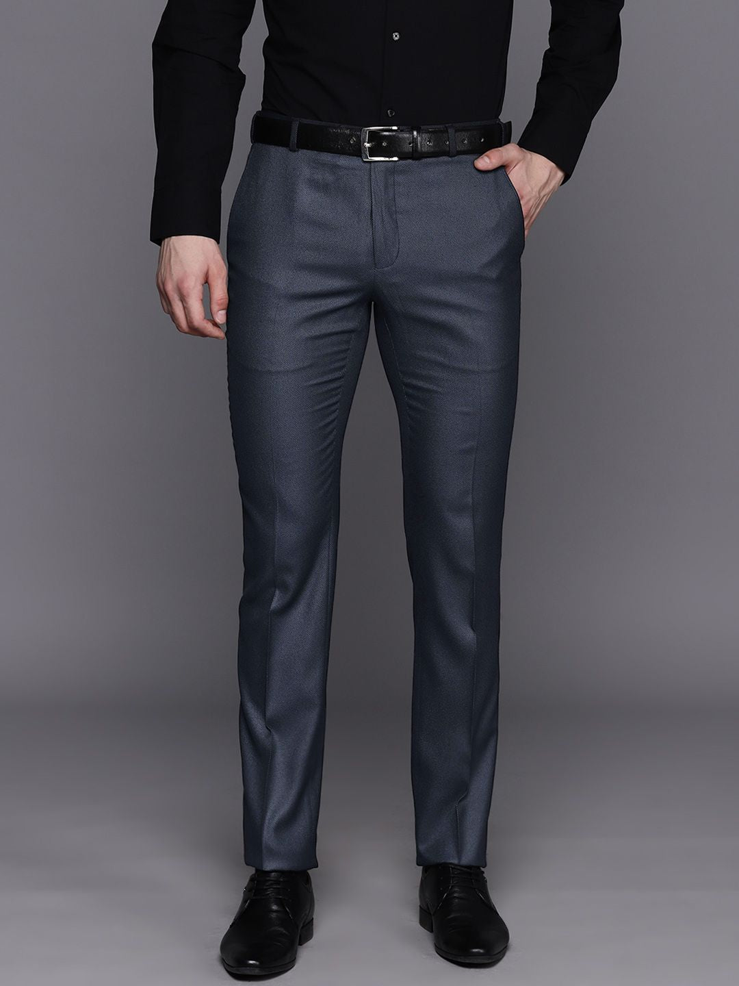 Raymond Men Textured Slim Fit Trousers