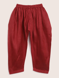 YK Boys Black & Maroon Solid Kurta with Salwar