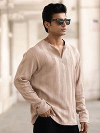 Powerlook Men Self Design V-Neck T-shirt