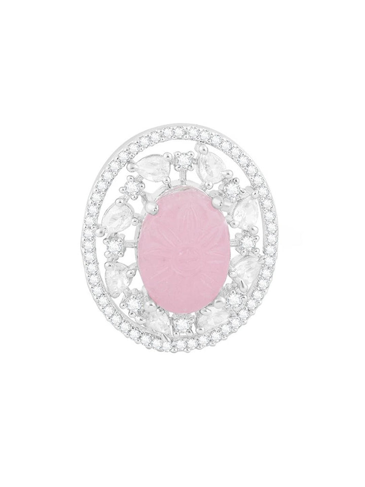 Cincin Jari Boleh Laras Mutiara Zaveri Bersalut Perak CZ