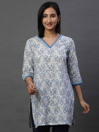 AURELIA Floral Printed V-Neck Straight Kurti