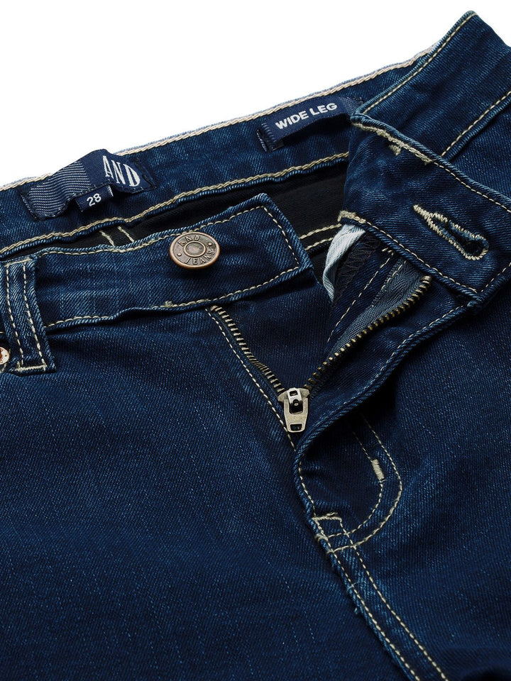 AND Women Wide Leg Light Fade Stretchable Mid-Rise Jeans