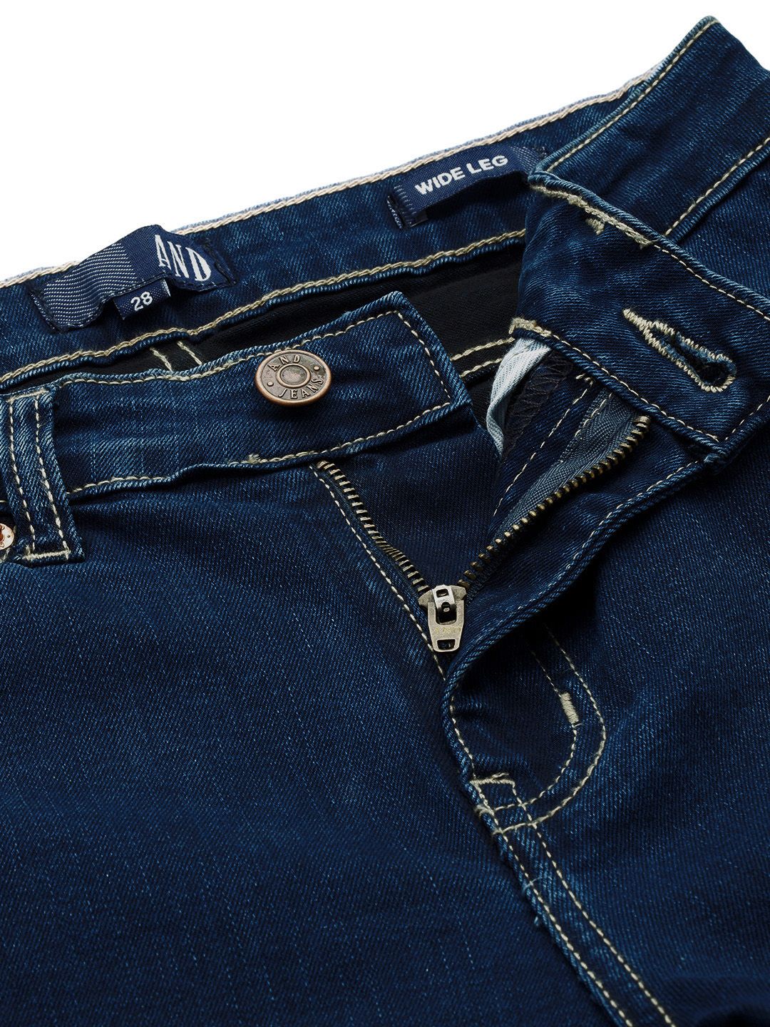 AND Women Wide Leg Light Fade Stretchable Mid-Rise Jeans