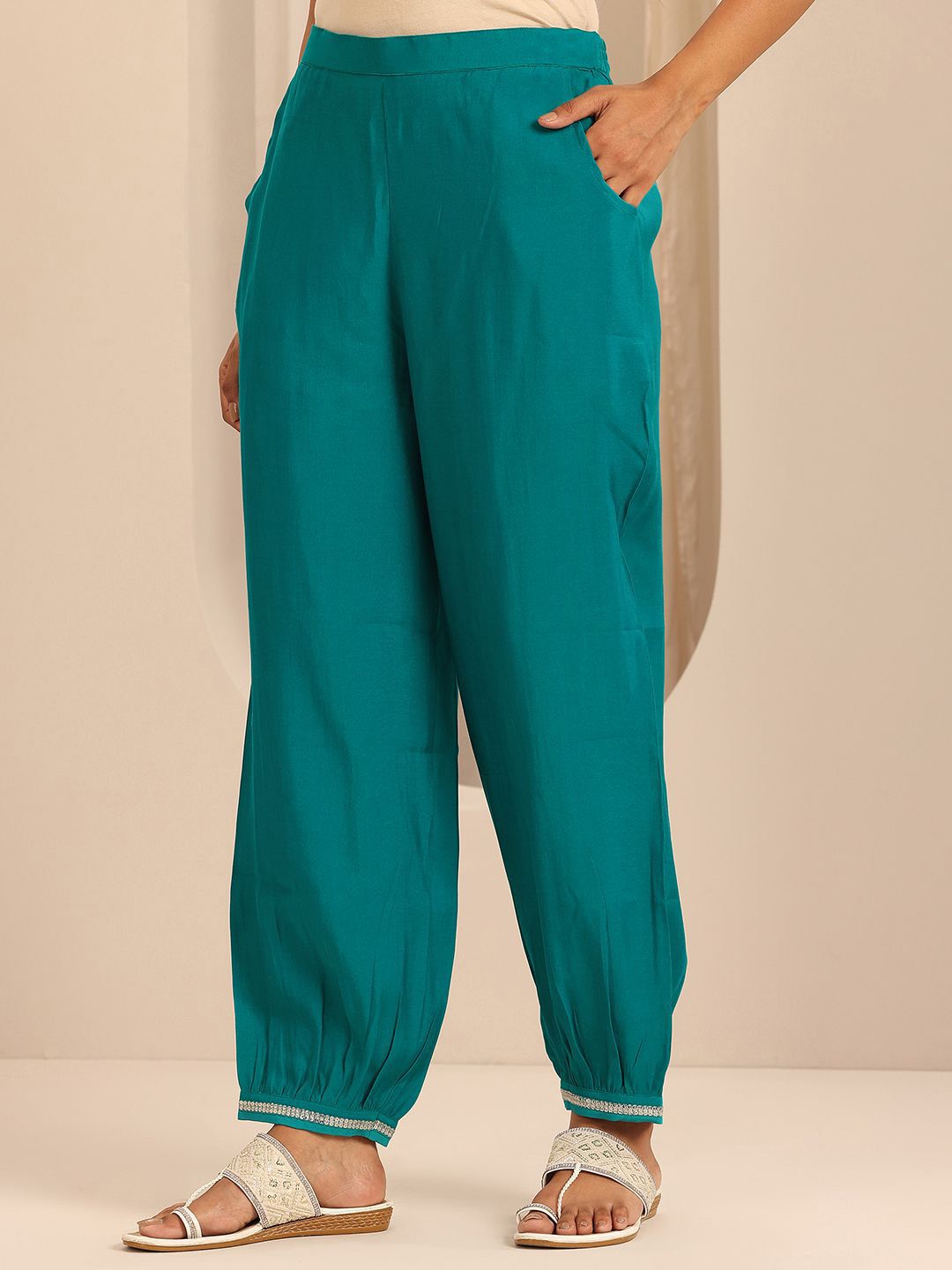 Gerua By Libas Floral Yoke Design Sequinned V-Neck Straight Kurta With Salwar & Dupatta