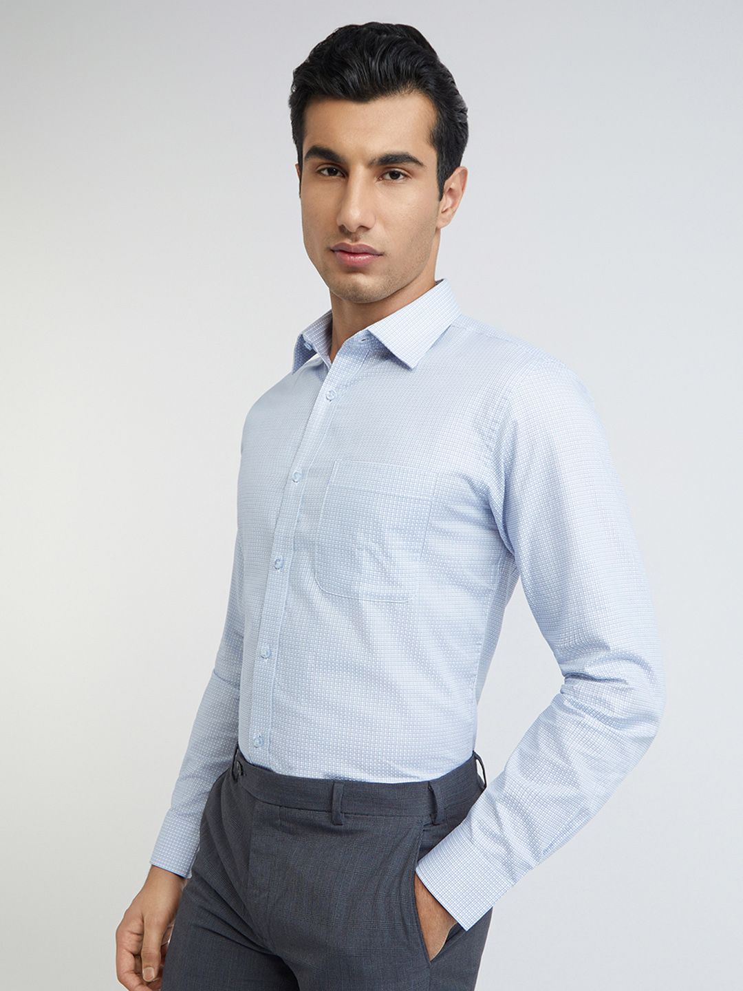Raymond Pure Cotton Self Design Textured Slim Fit Formal Shirt
