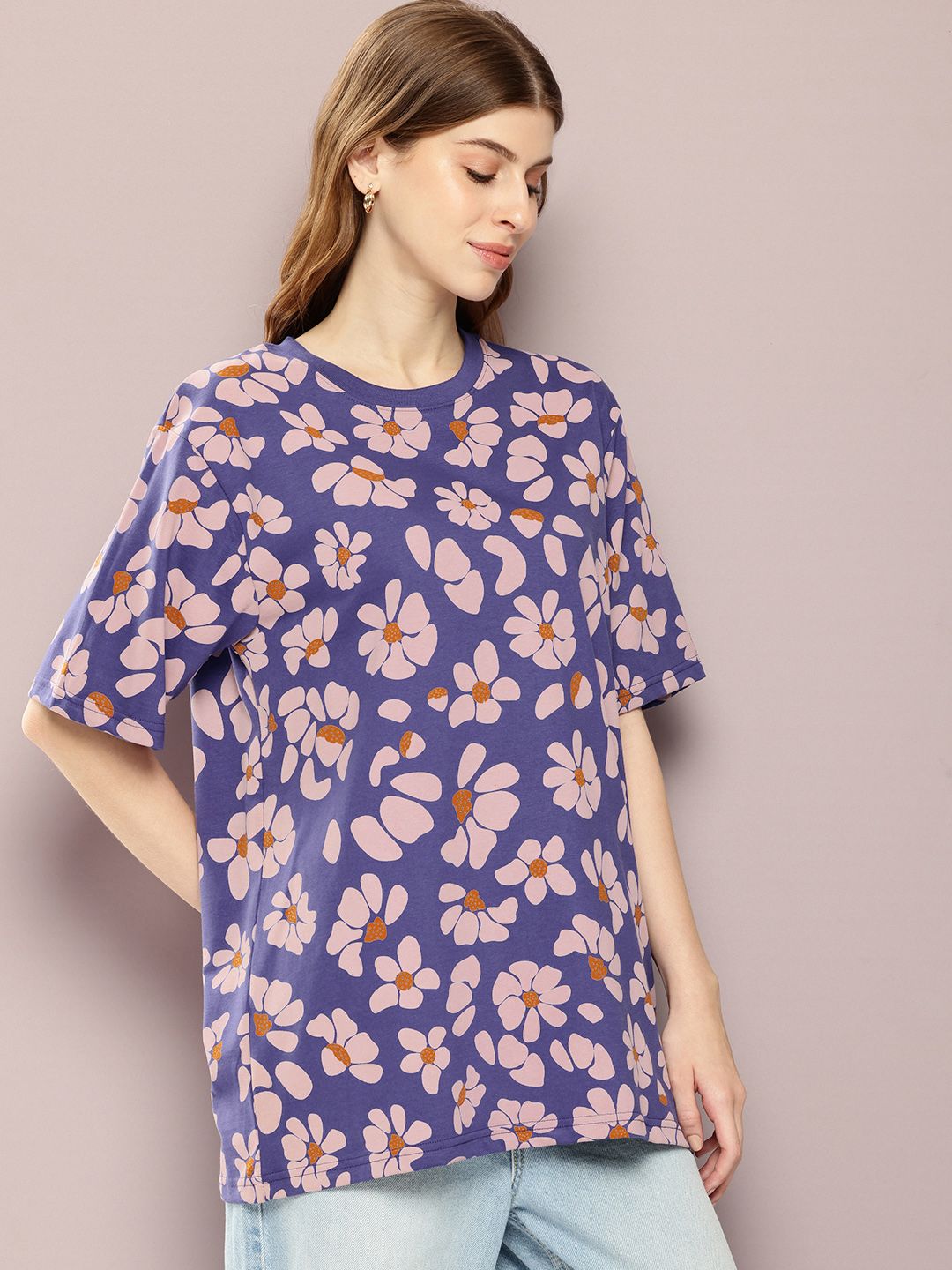DILLINGER Women Floral Printed Oversized T-shirt