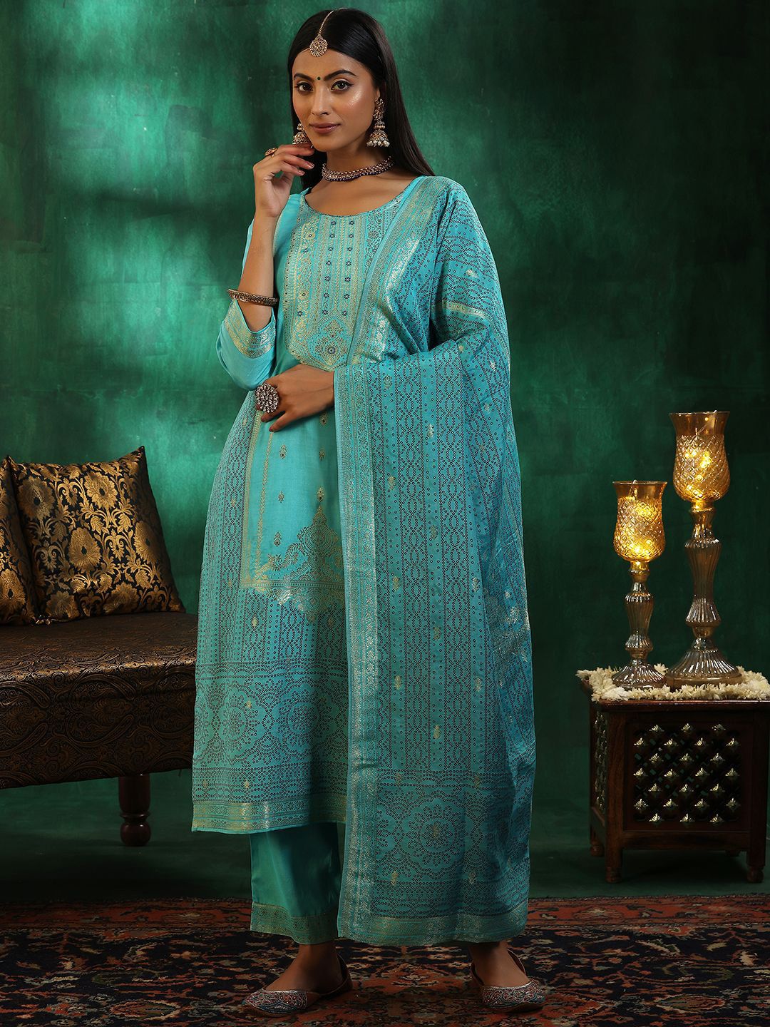Libas Women Ethnic Motifs Regular Kurta with Trousers & With Dupatta