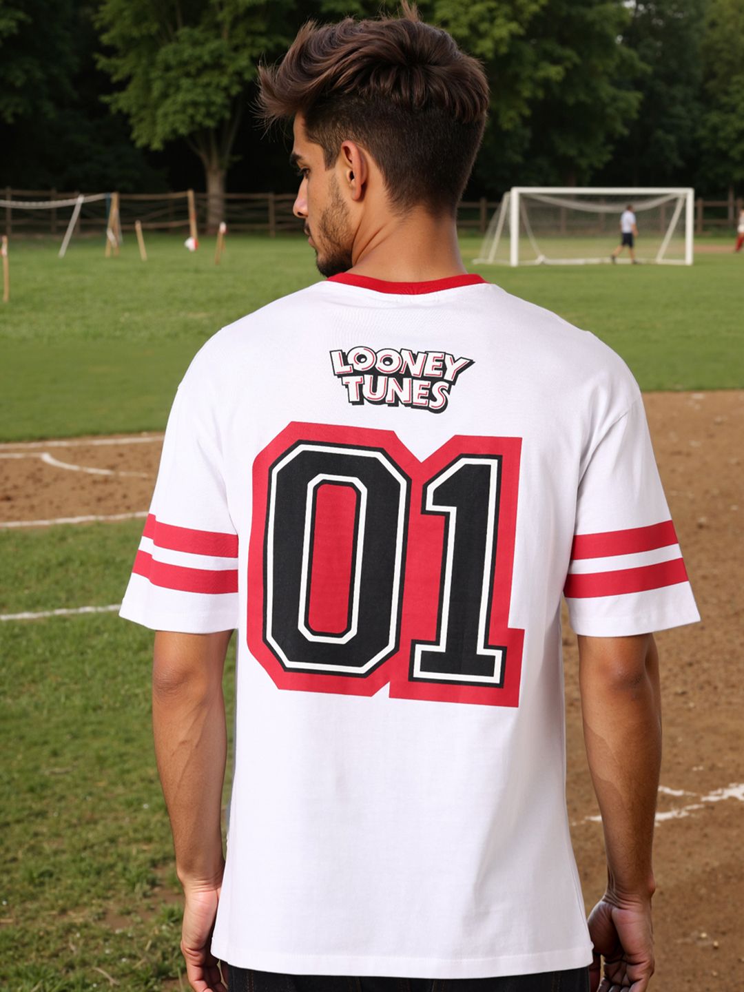 The Indian Garage Co Men Bugs Bunny Typography Printed Cotton Relaxed Fit T-shirt