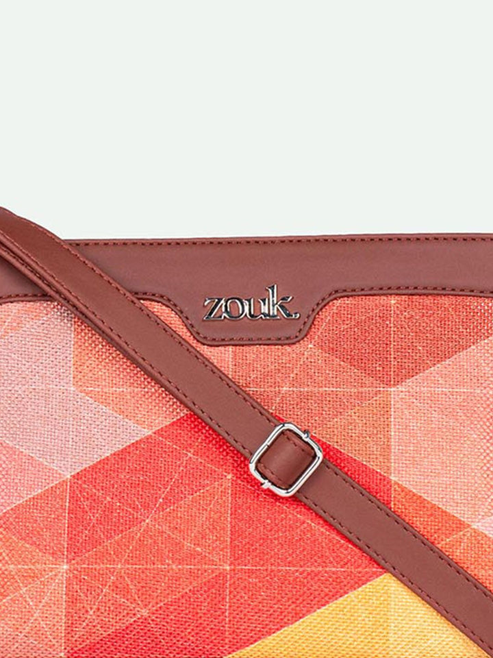 Zouk Geooptics Harmony Geometric Printed Structured Sling Bag