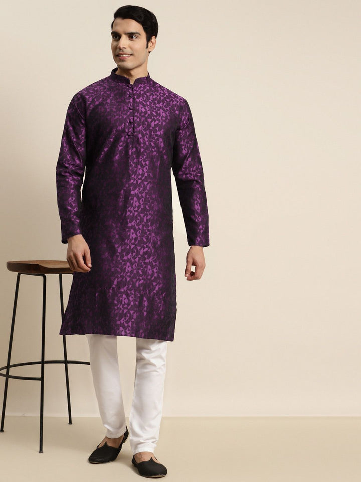 SOJANYA Men Silk Blend Woven Design Kurta