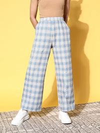 Berrylush Women Checked Relaxed High-Rise Trousers