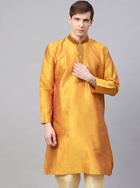 SOJANYA Lelaki Mustard Tenun Kuning Design Kurta Lurus