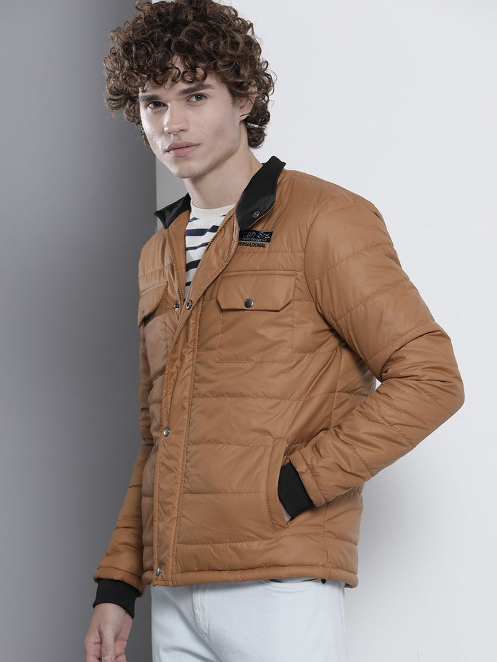 The Indian Garage Co Men Zip-Front Puffer Jacket with Flap-Button Pockets