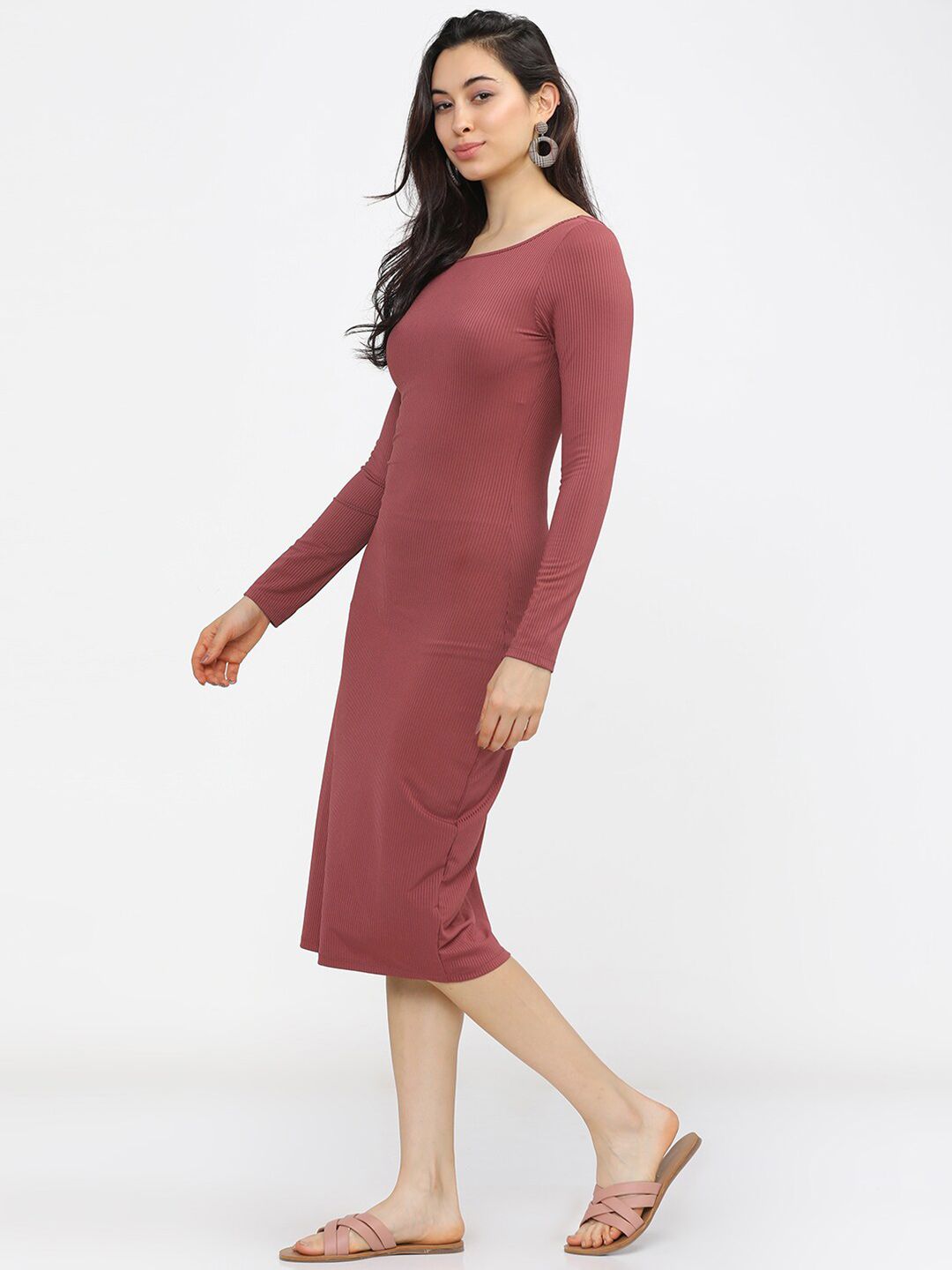 Tokyo Talkies Rose Bodycon Midi Dress