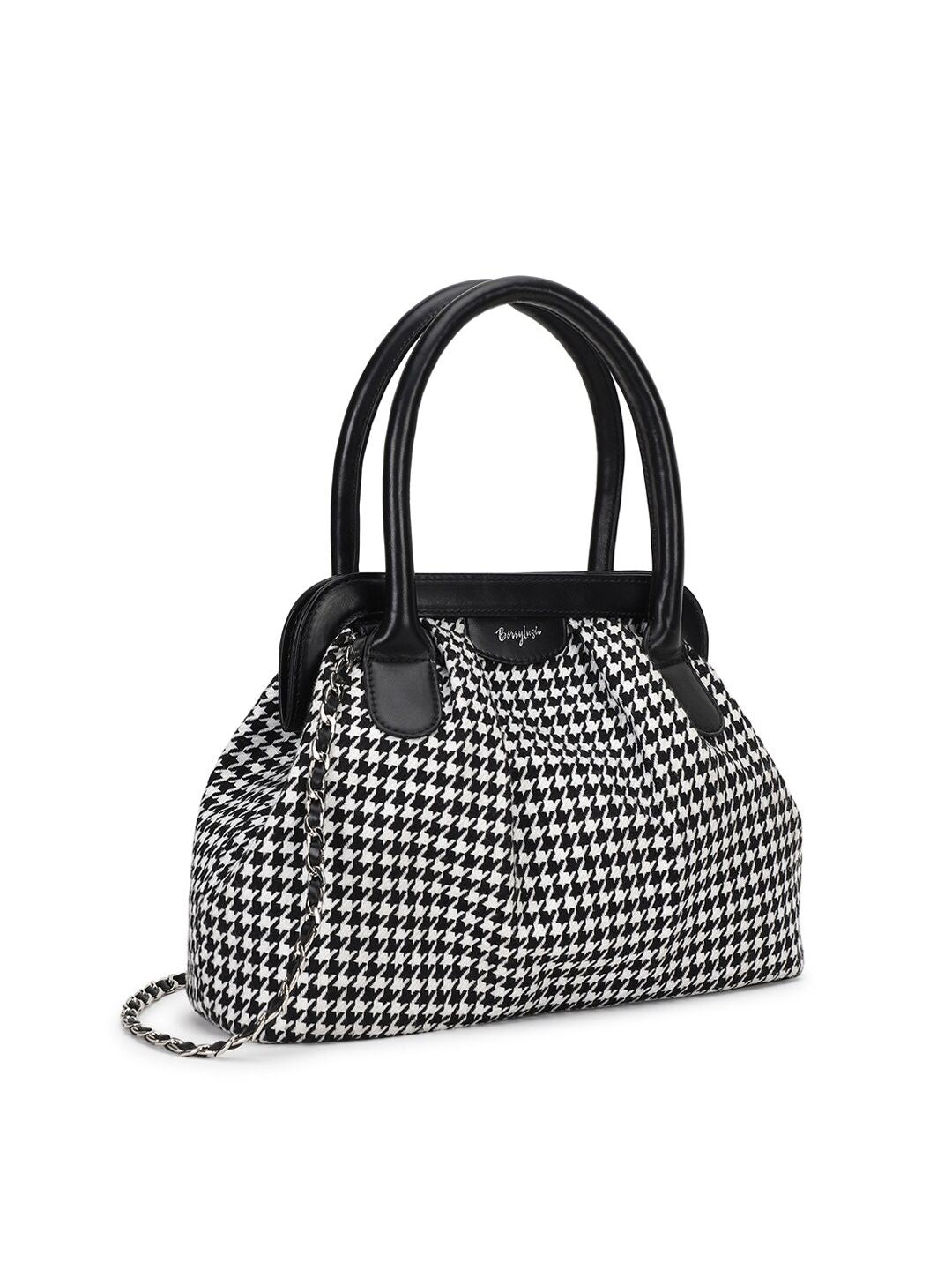 Berrylush Checked Structured Handheld Bag