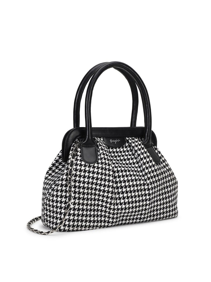 Berrylush Checked Structured Handheld Bag