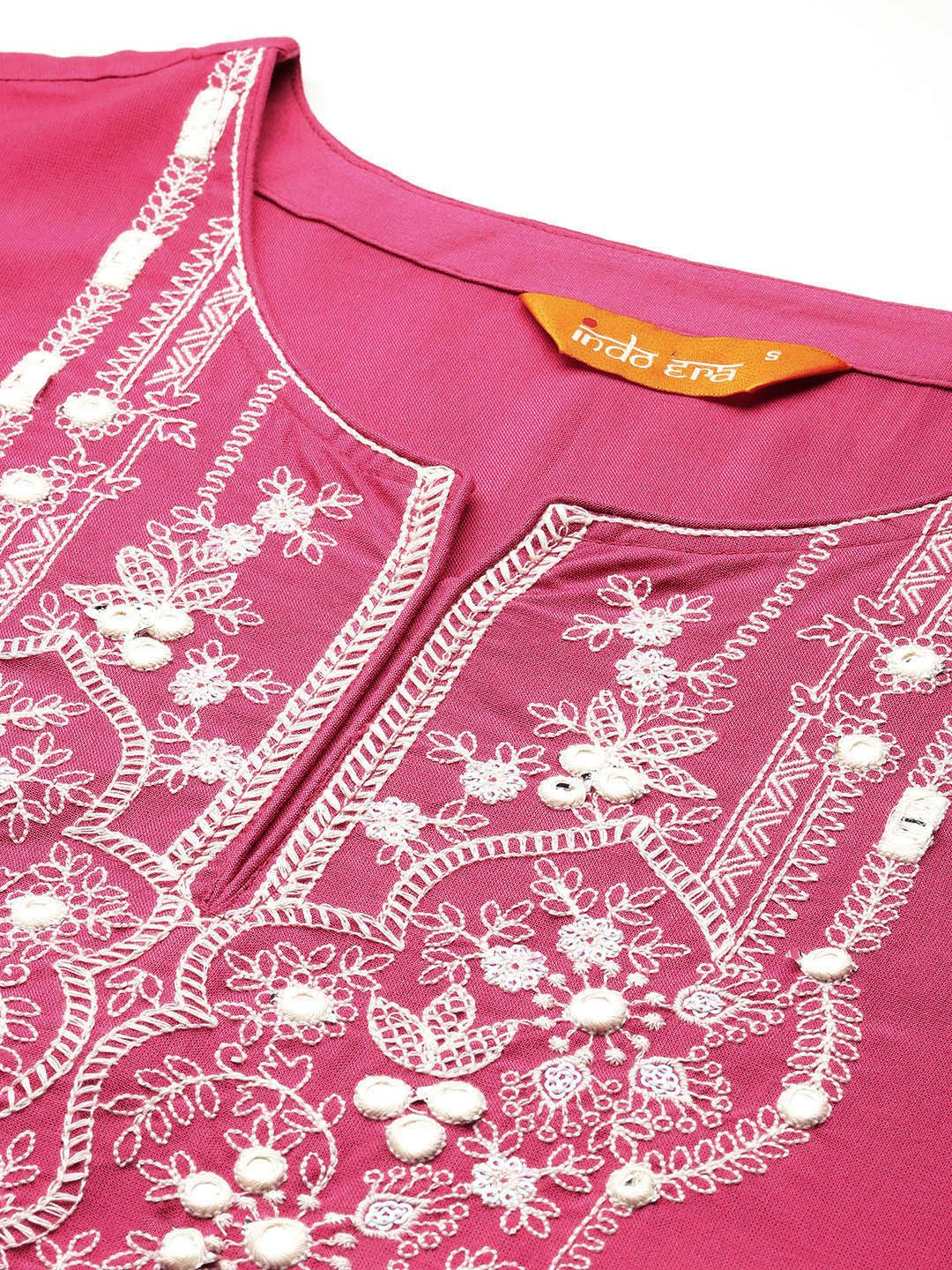 Indo Era Floral Embroidered Thread Work Kurta