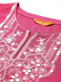 Indo Era Floral Embroidered Thread Work Kurta