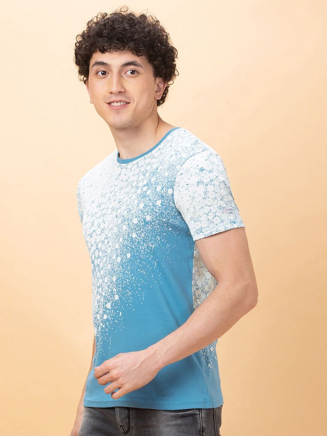 Being Human Men Abstract Printed Round Neck Cotton Slim Fit T-shirt
