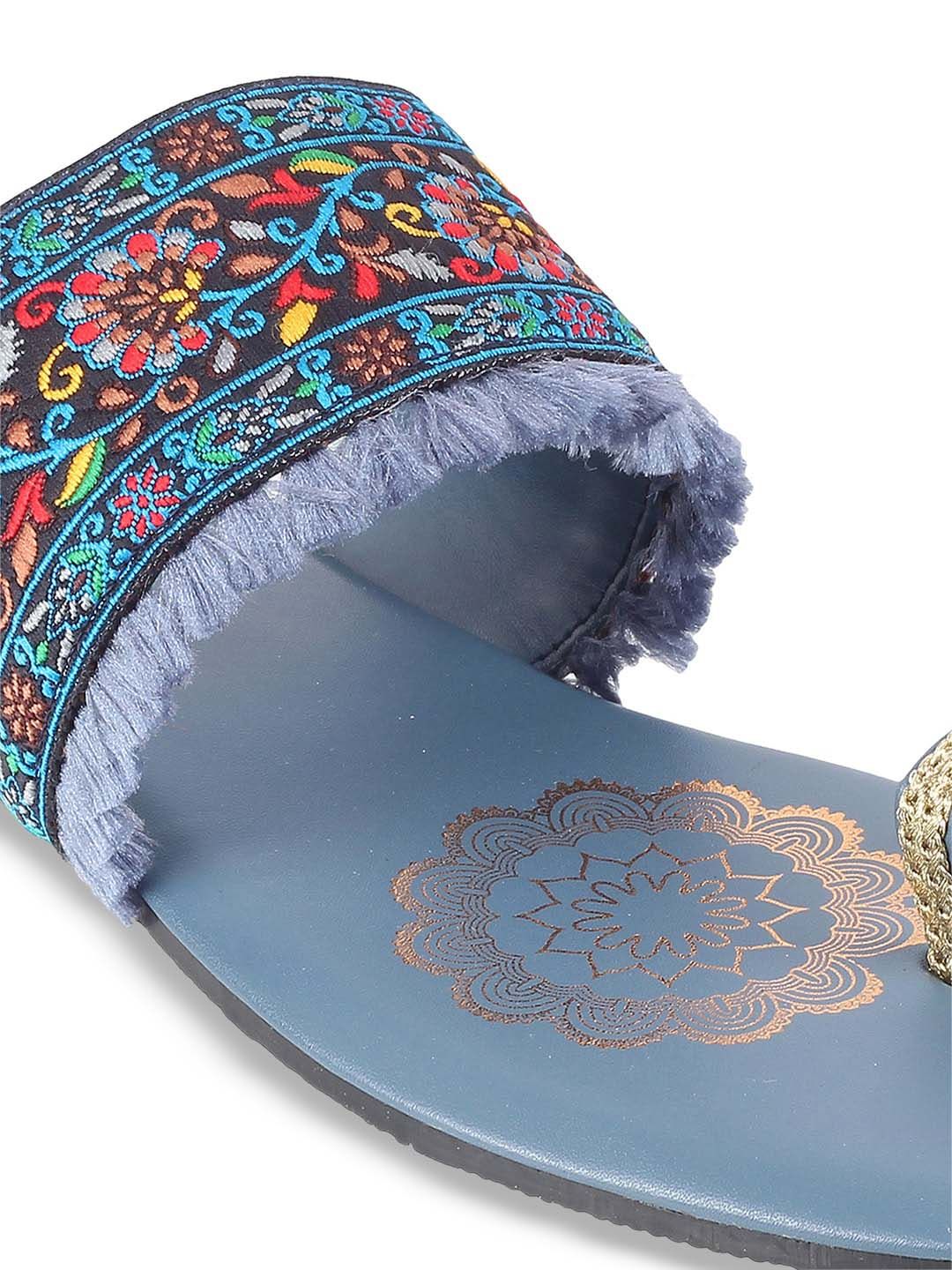 Mochi Embroidered One Toe Flats