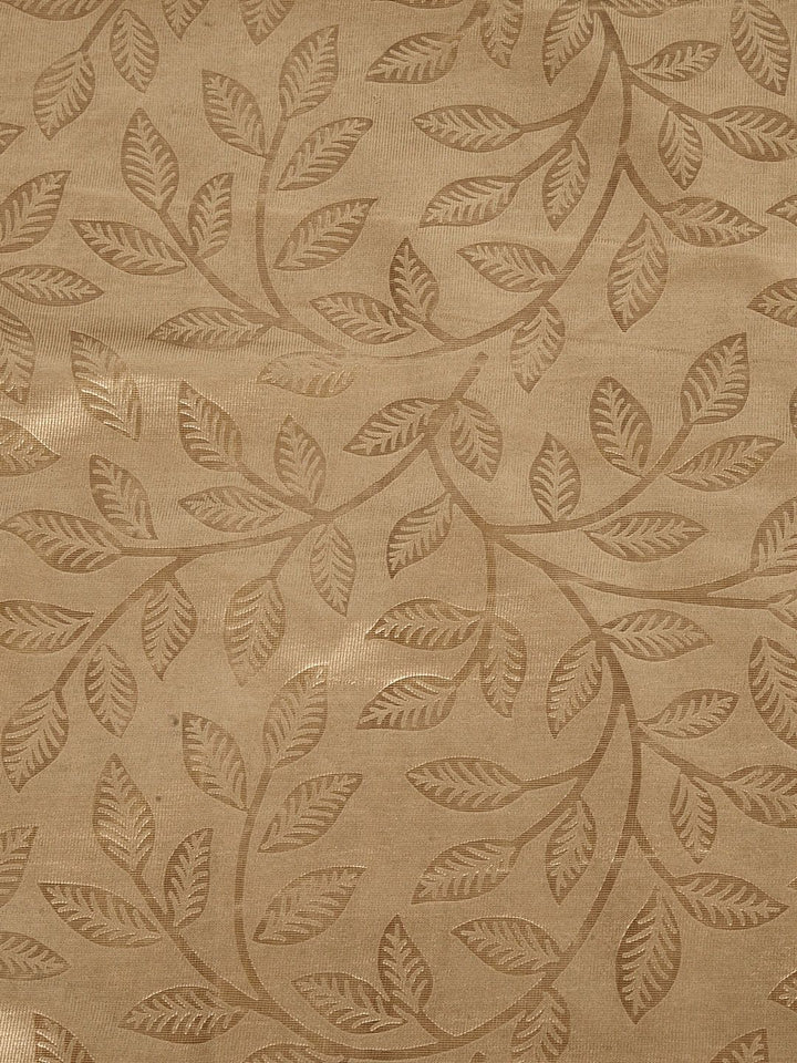 Cortina Set of 2 Bronze-Coloured Embossed Leaf Print Polyester Window Curtains