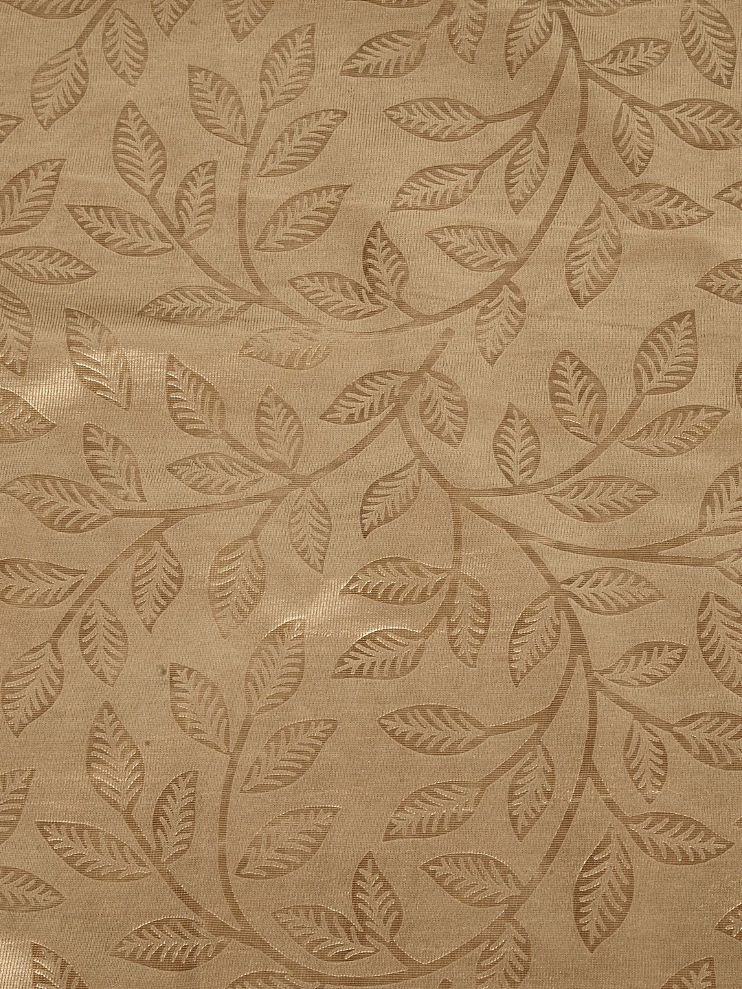 Cortina Set of 2 Bronze-Coloured Embossed Leaf Print Polyester Window Curtains