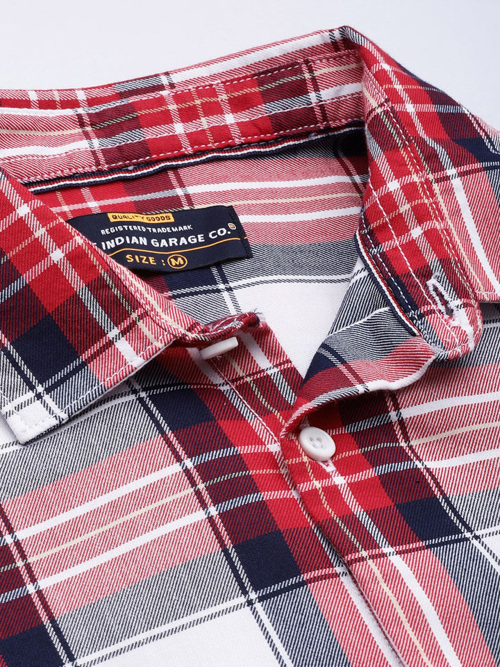 The Indian Garage Co Men Red Comfort Tartan Checks Checked Casual Shirt