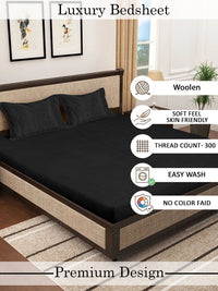 Moda Rapido X KLOTTHE Solid 300 TC Woolen King Bedsheet with 2 Pillow Covers-250X225 cm
