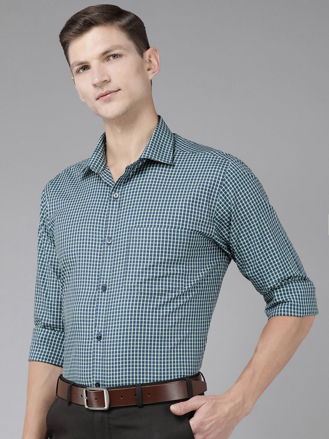Park Avenue Slim Fit Checked Pure Cotton Formal Shirt