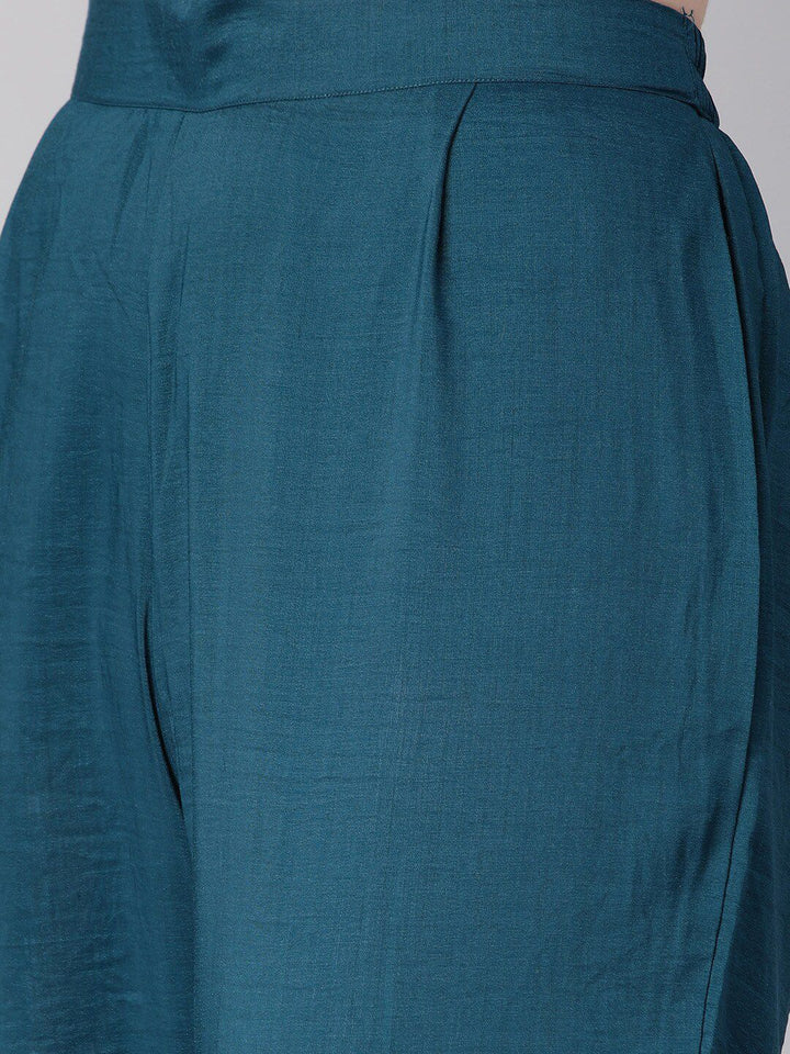 KALINI Woven Design Striped Straight Kurta With Trousers