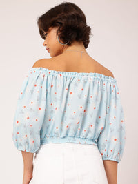 DressBerry Daisy Dreams Printed Off-Shoulder Blouson Crop Top