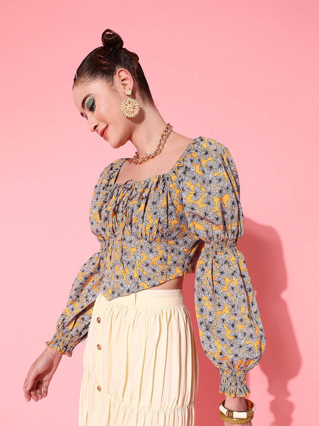 STREET 9 Yellow Floral Top