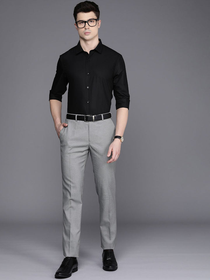 Raymond Men Textured Slim Fit Formal Trousers