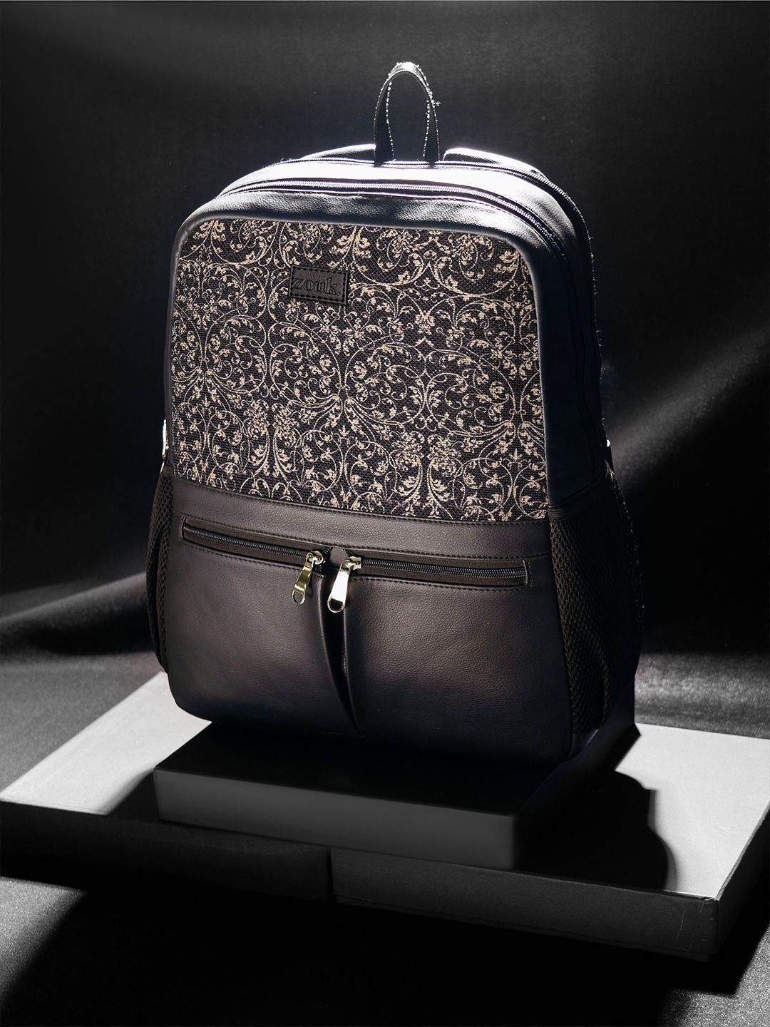 ZOUK Women Floral Printed Vegan Leather Backpack With Compression Straps-Up to 16 inch