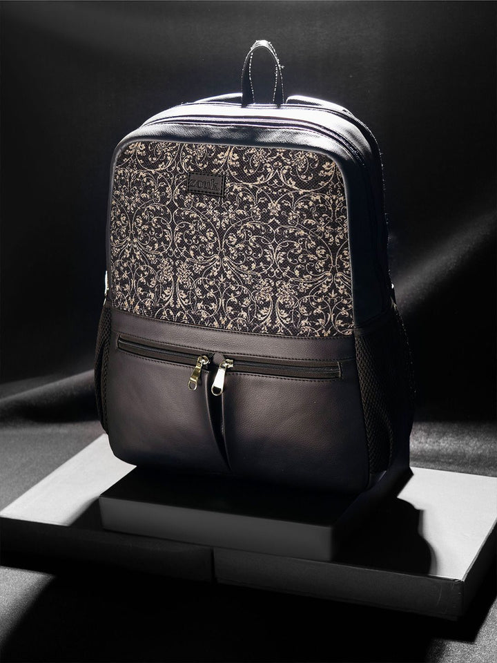 ZOUK Women Floral Printed Vegan Leather Backpack With Compression Straps-Up to 16 inch
