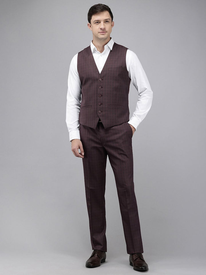 Park Avenue Super Slim Fit Checked 3 Piece Formal Suit