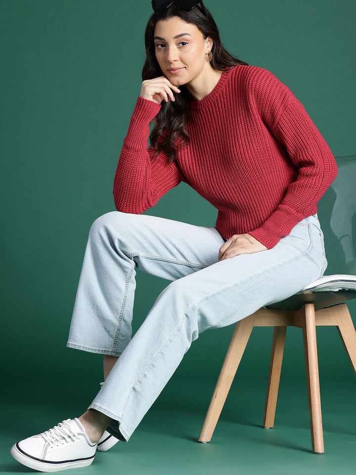 DressBerry Drop Shoulder Acrylic Pullover