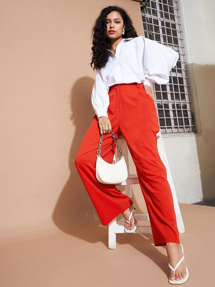 SASSAFRAS BASICS Women Regular Fit Plain Pleated Trousers